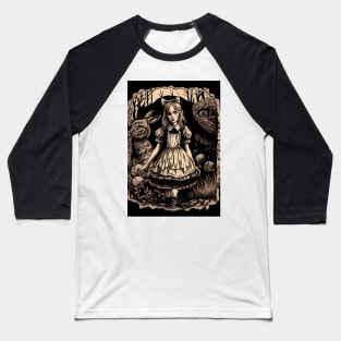 Dark Gothic Alice in Wonderland Baseball T-Shirt